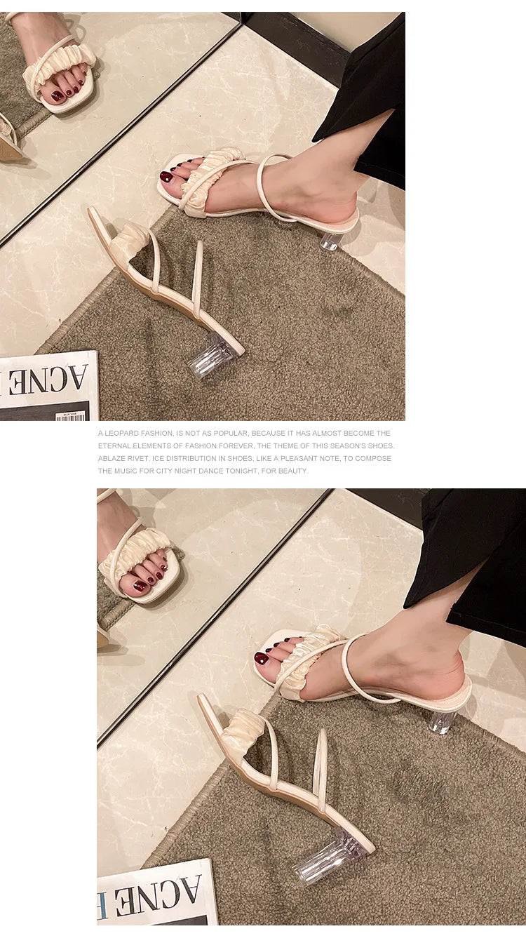 Elegant Women Crystal Shoes Summer Pumps Sandals Jelly Slippers Open Toe High Heels Women Slippers Shoes Heel Clear Sandals