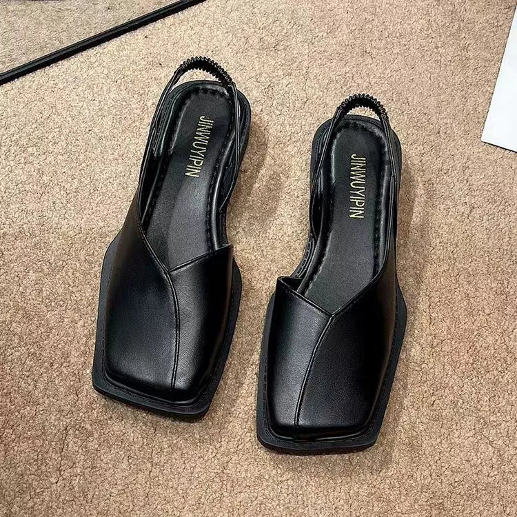 Women Sandals Elegant Square Toe Flat Shoes for Women Fashion Low Heels Sandals Brand Designer Women Party Shoes Sandalias Mujer