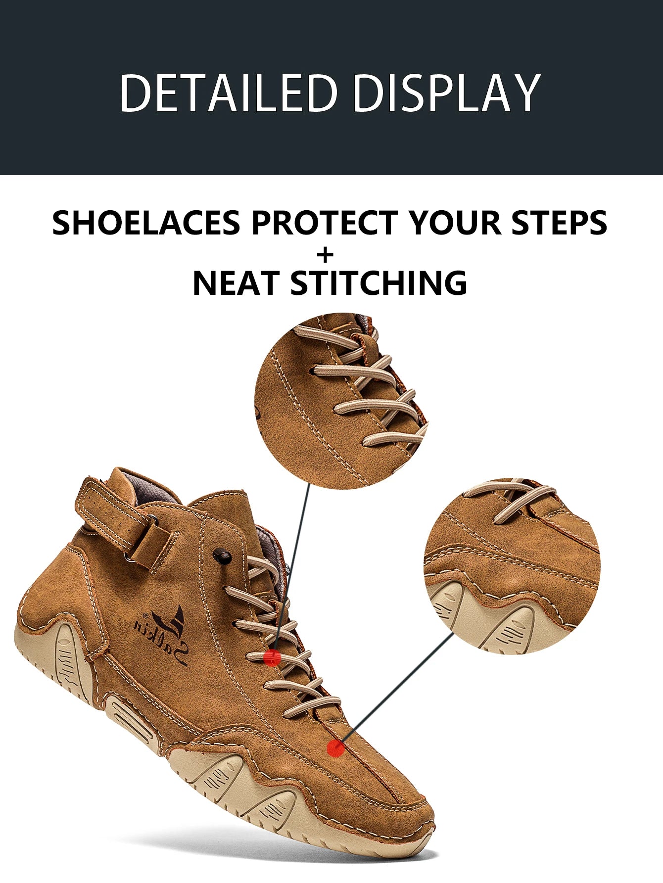 AbfuberCN Stiefeletten Handgefertigte Outdoor Lederschuhe - Größe EU, Obermaterial Leder, Schnürverschluss