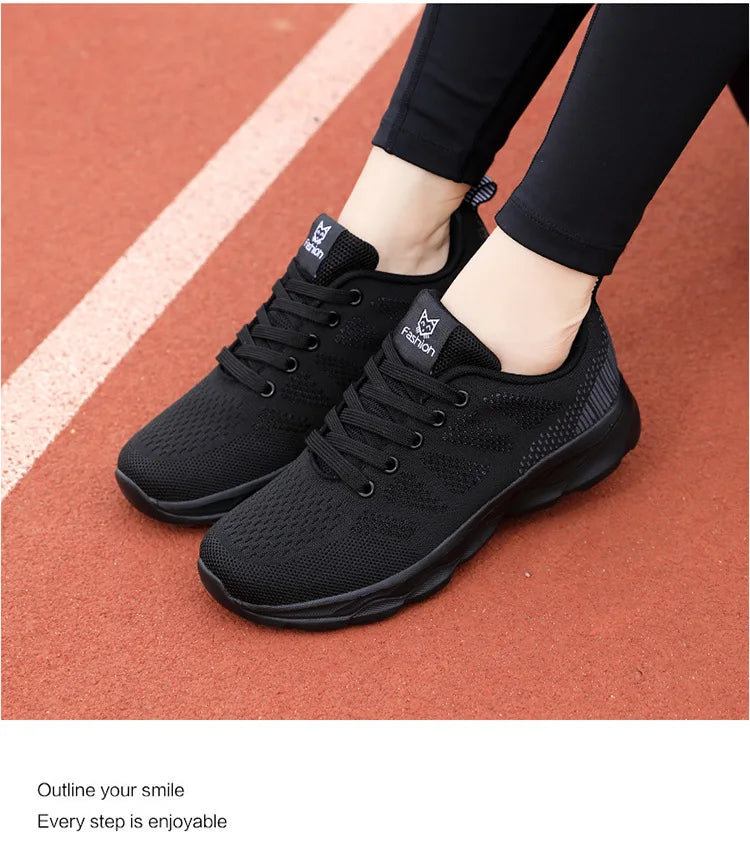 Hot Sneakers Shoes for Women Soft Flat Casual Shoes 2025 Spring Summer Light Breathable Mesh Sneakers Walking New Ladies Shoes