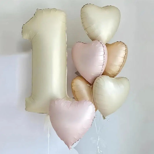 CHUYUN Happy Birthday Zahlenfolie Ballons - 8er Creme 40cm