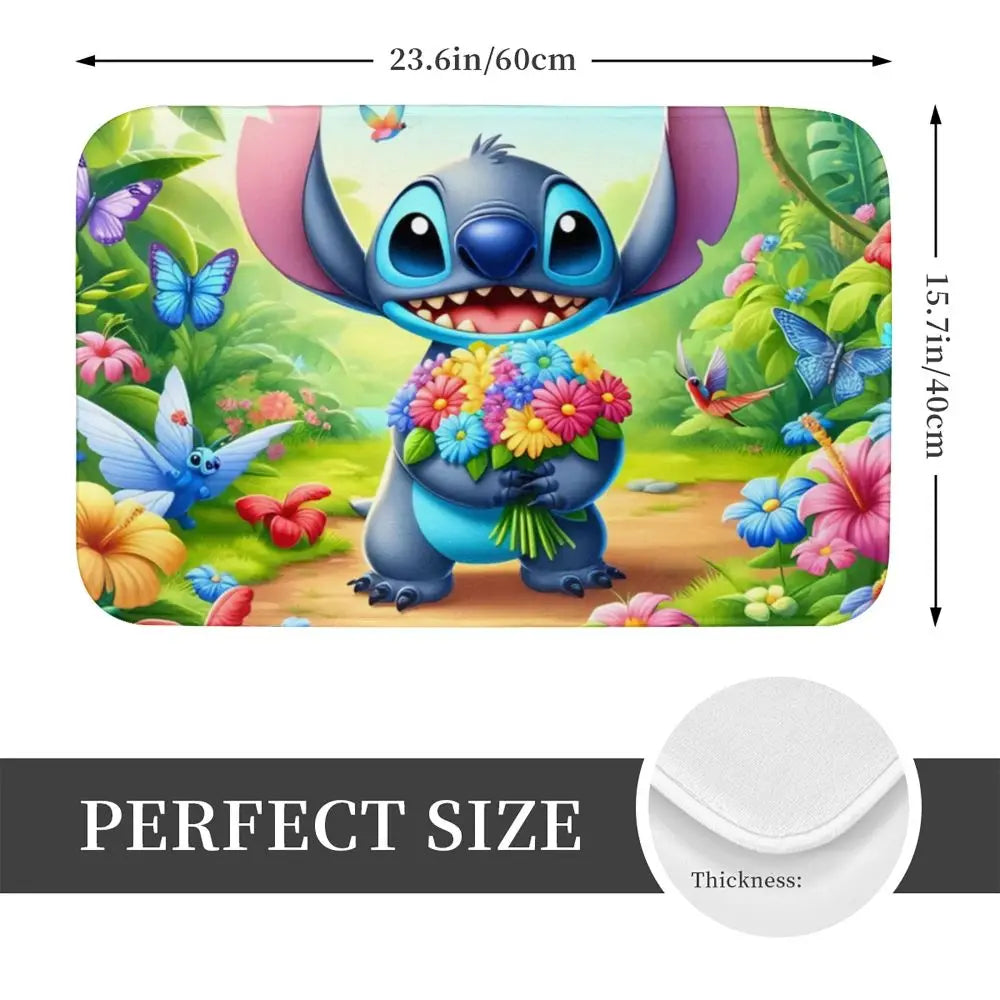 Custom Cartoon Stitch Floor Door Kitchen Bathroom Mat Anti-Slip Outdoor Doormat Bedroom Balcony Entrance Rug Carpet Footpad