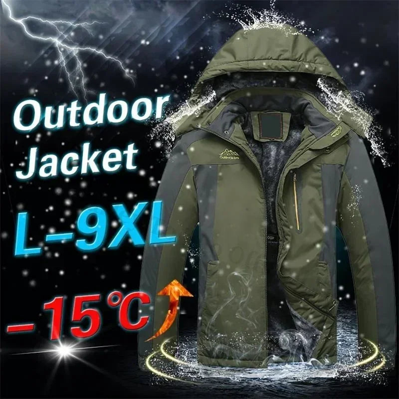 ArmeeGrün Parka Wasserdichtes Fleece - Größe 9XL, Dicke