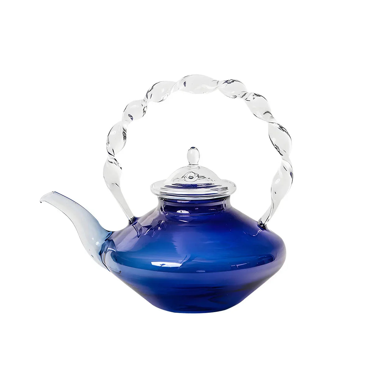 Blue Glass Teapot Teacup Tea Filter Mesh Glass Coffee Pot Heat-resistant Glass Pot Household Kitchen Kettle Exquisite Gift 2022