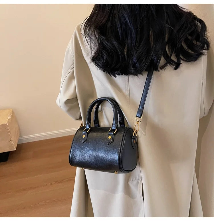 Women Vintage Boston Bag Casual Fashion Crossbody Women's British Style Top-Handle Simple Female Shoulder Bag for Girl