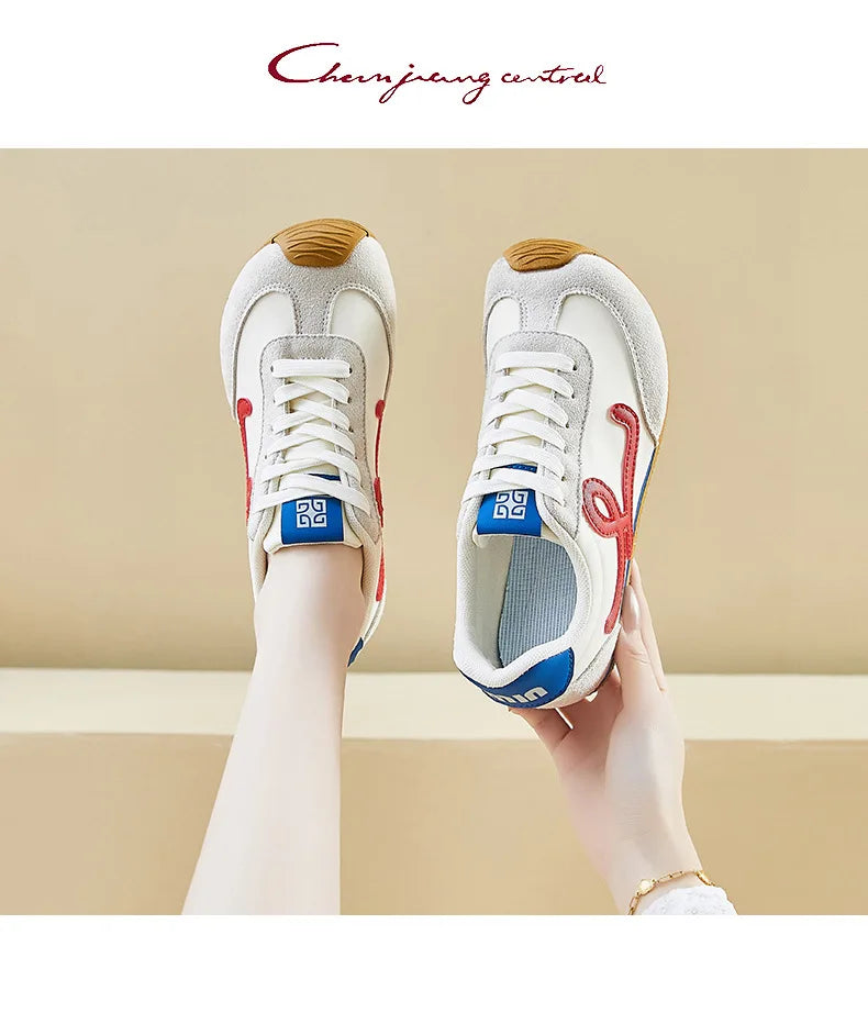 New Fashion Women's Shoes 2025 Spring Autumn Platforms Sneakers Comfortable Flat Shoes Lace-up Non Slip Casual Vulcanized Shoes