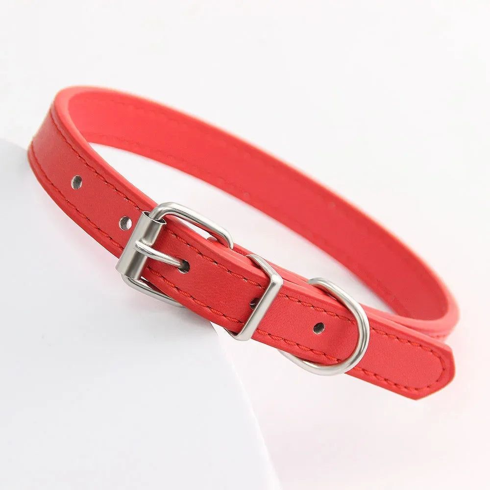 Haustier Halsband Bunt 2025 - PU Leder Personalisiert Name Katze Hund 16 Farben XS-XL