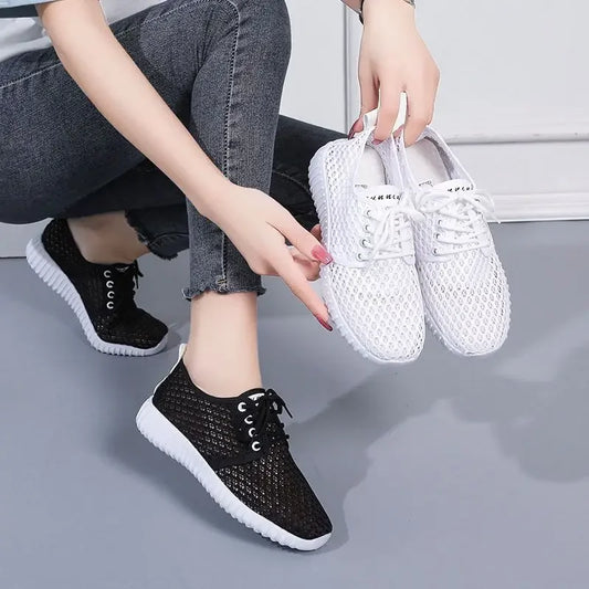 Women Running Sneakers Ladies Gym Shoes Outdoor Anti-skid Sport Footwear Soft Bottom Walking Shoes Mesh Hollow Out Shoes