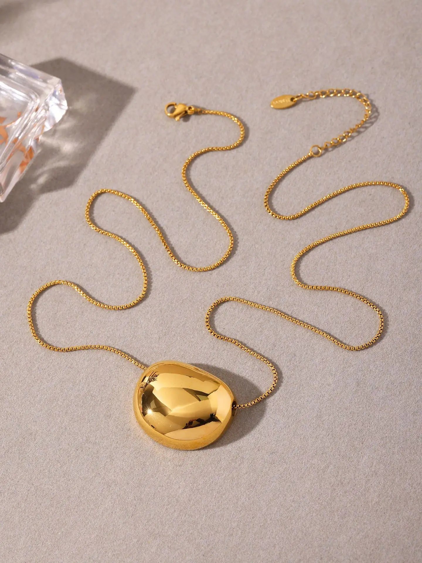 Gold Color Silver Oval Pendant Necklace For Women High Quality 18K Long Stainless Steel Necklace Ladies Fashion Jewelry Gift