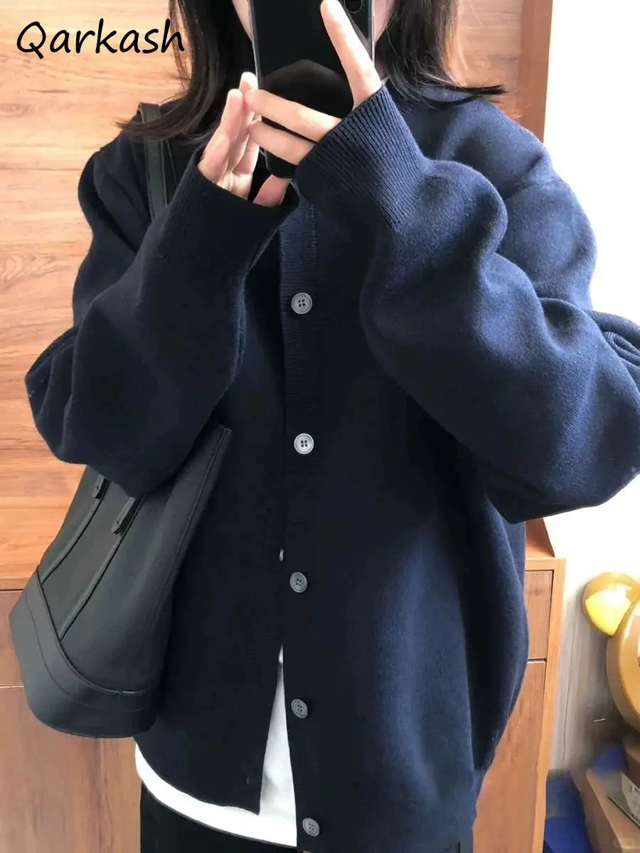 Qarkash Strickjacke - Stilvolle Passform Navyblau Regular