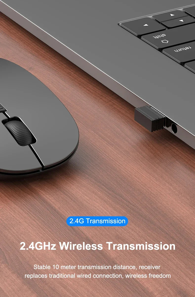Wireless Maus Slim Bluetooth-kompatibel 2.4G Computer-Mäuse Portable Rechargeable/Battery Cordless Maus für iPad Laptop Desktop