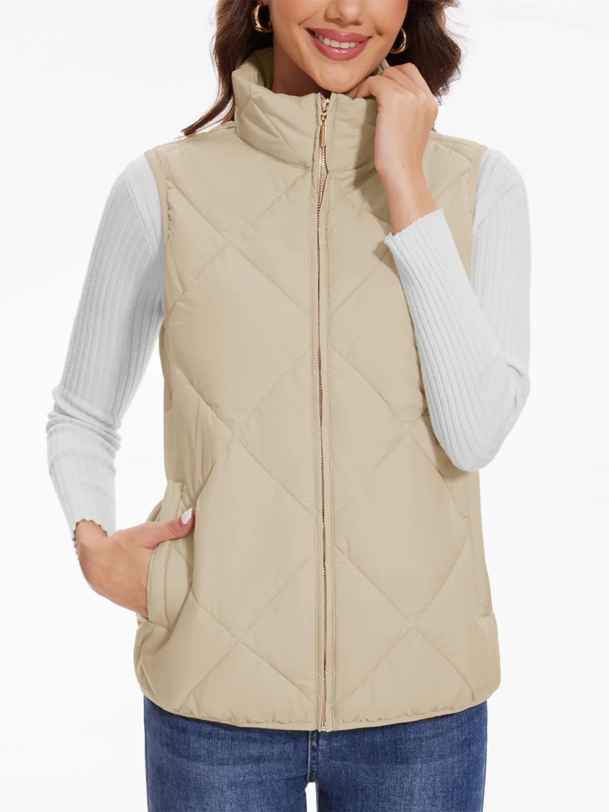 TACVASEN Steppweste Damen gefüttert - 4 Taschen, 95%