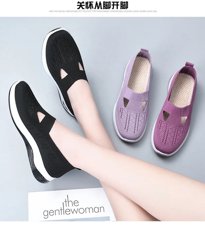 Schuhe Für Frauen Sommer Mode Frauen Cut-out Sneakers Casual Atmungsaktiv Slip On Walking Schuhe Leicht Outdoor Flach Schuhe