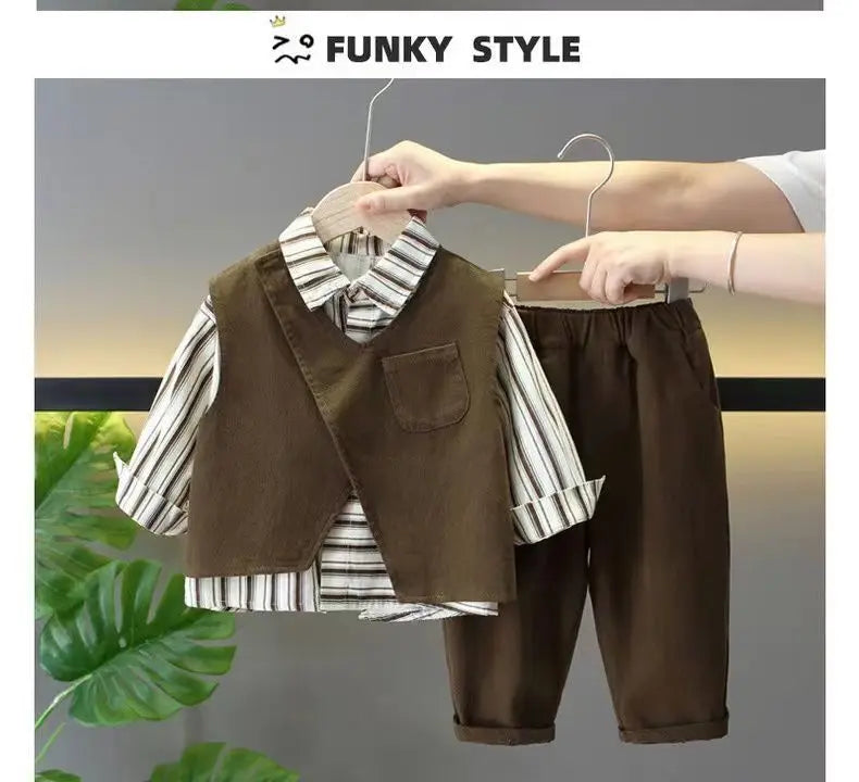 Korean Jungen Set - 3-Teiliges Outfit Ganzjährig Größe 4-6