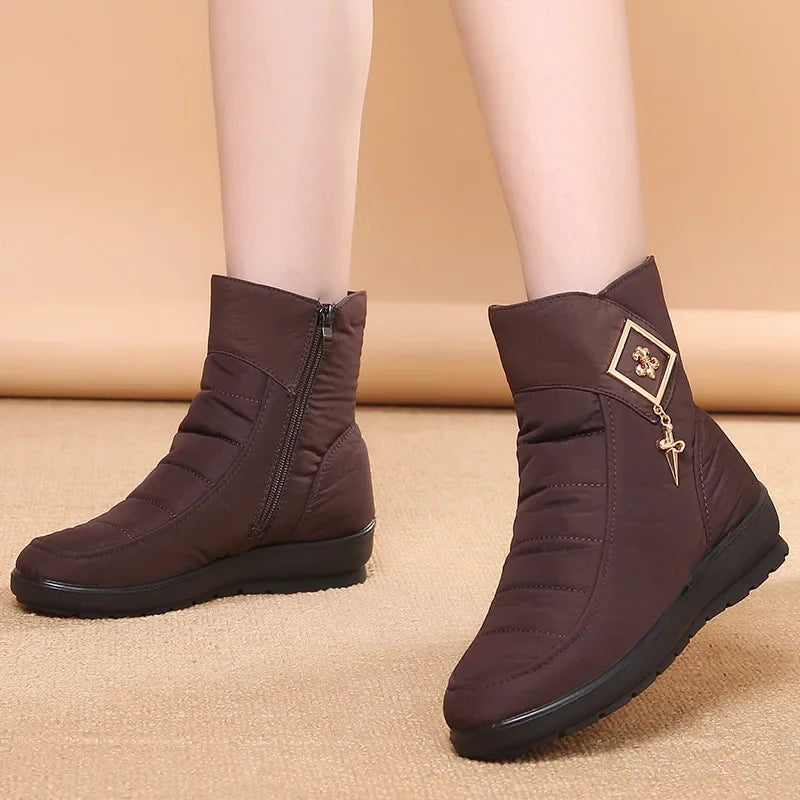 Waterproof Women Boots Winter Shoes Platform Wedge Snow Boots Comfort Thick Plush Warm Ankle Boots Female Mujer Sneakers Women