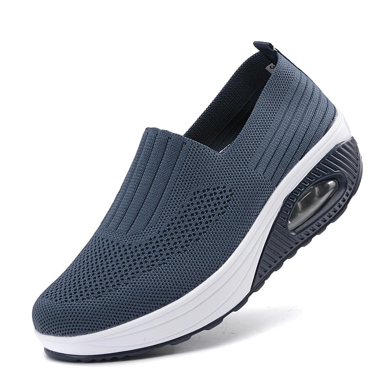 Women Walking Shoes Air Cushion Non Slip Orthopedic Shoes Ladies Platform Mules Breathable Wedge Female Sneakers