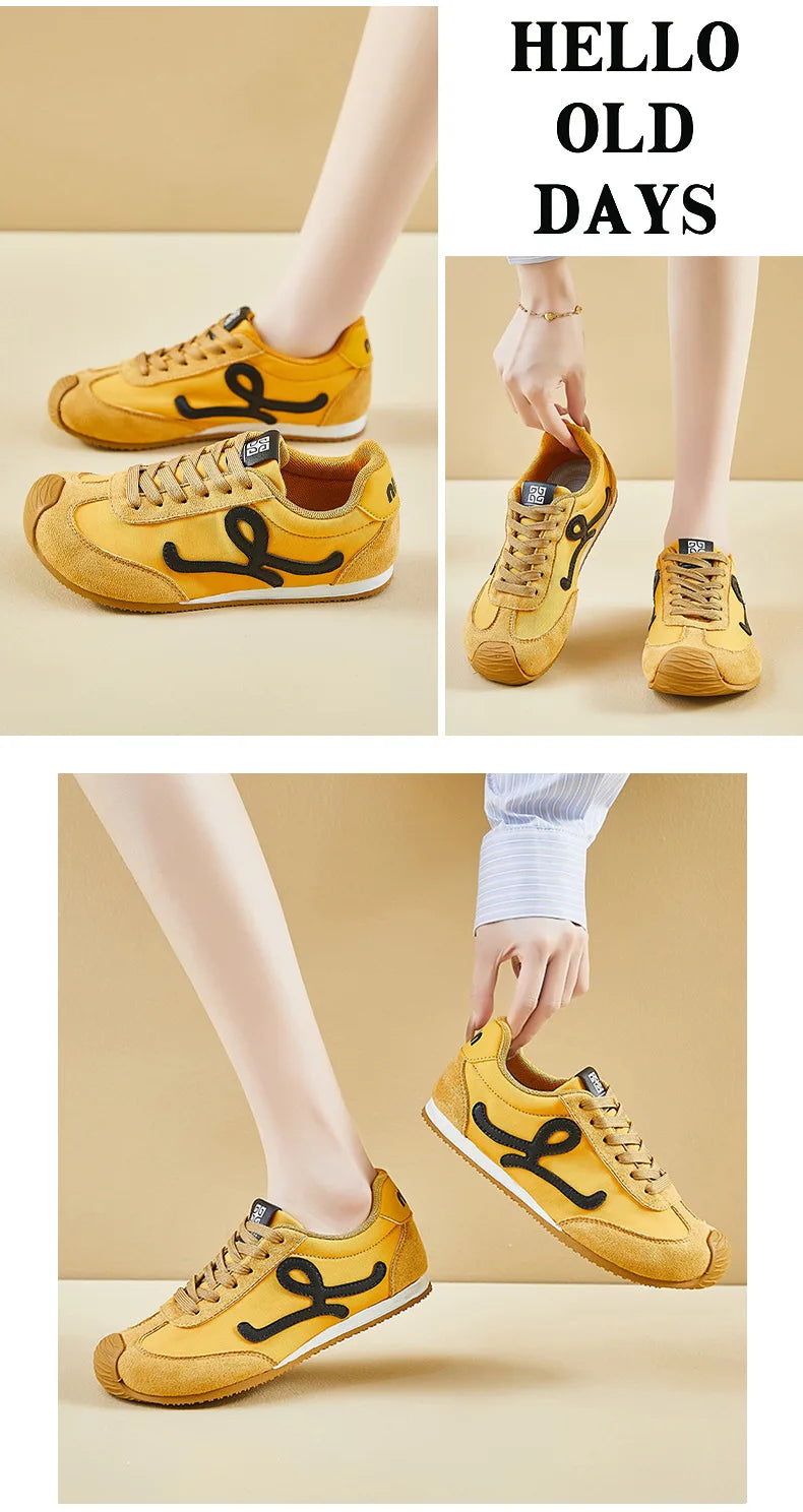 New Fashion Women's Shoes 2025 Spring Autumn Platforms Sneakers Comfortable Flat Shoes Lace-up Non Slip Casual Vulcanized Shoes