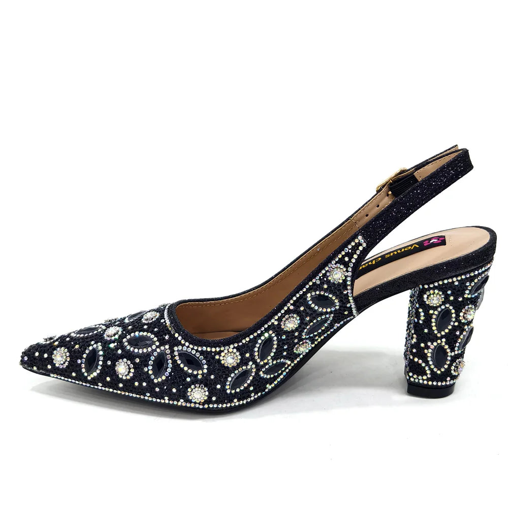 Elegant Italian Style Evening Party Shoe and Bag Set - Comfortable High Heel Women’s Shoes With Chic Hollow Design Handbag