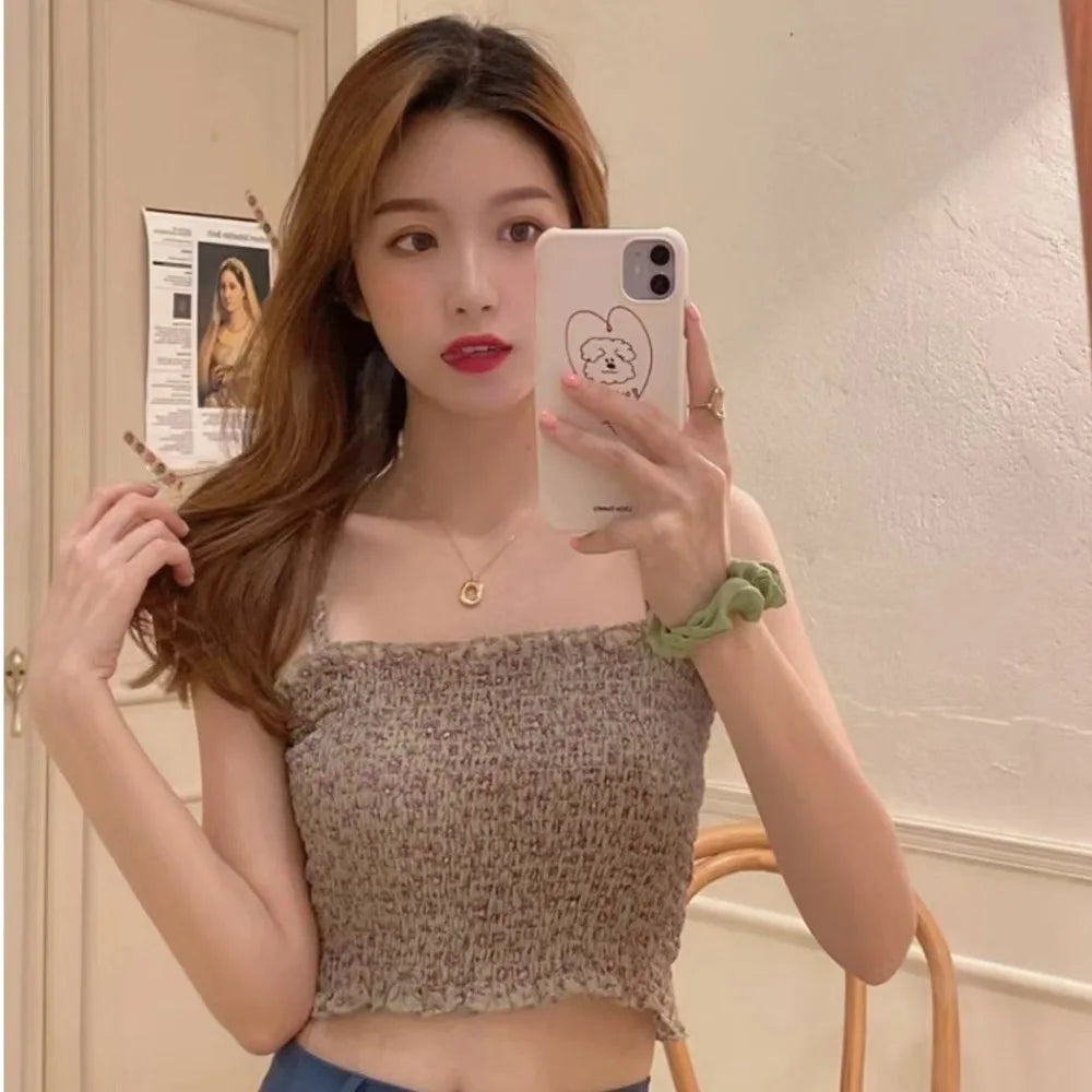 Maiou de damă 2025 - Camizolă din dantelă cu imprimeu floral și absorbante integrate pentru sutien