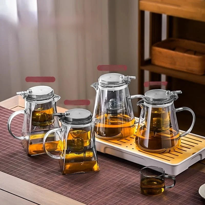 GIANXI Glass Teapot And Pot Household Tea Set Teapot Heat-resistant Tea Water Separation Filter Flower Teapot Glass Teapot
