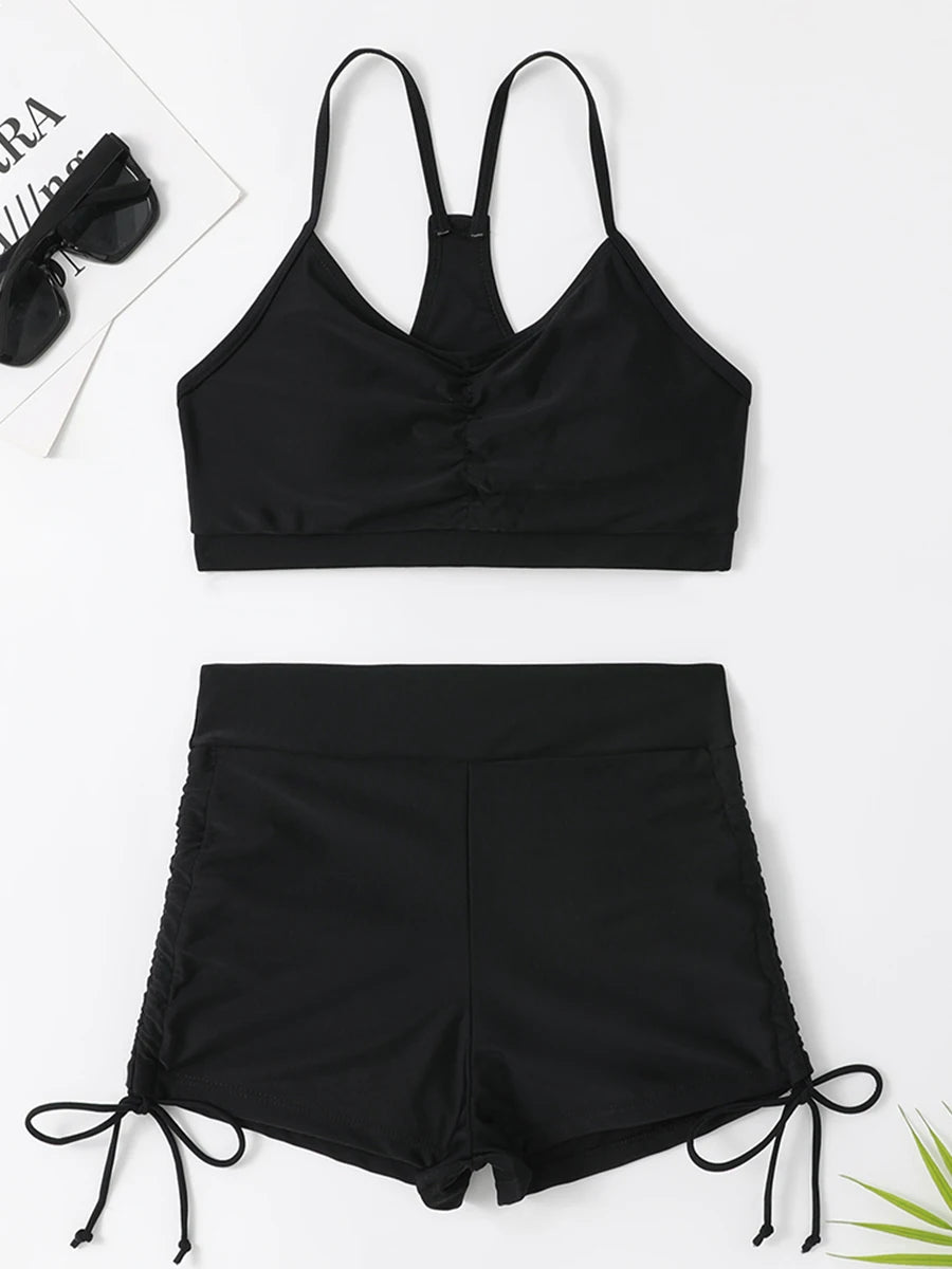 Costume de baie pentru femei 2025 - Pantaloni scurți cu talie înaltă și șnur în față