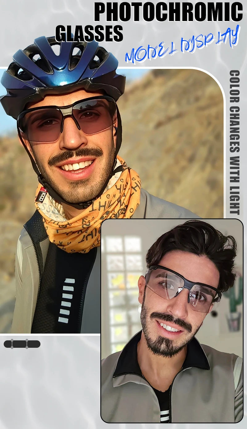 SCVCN Photochromic Cycling Glasses Men MTB Cycling Sunglasses Women Road Bike Eyewear UV400 Outdoor Sports Running Glasses