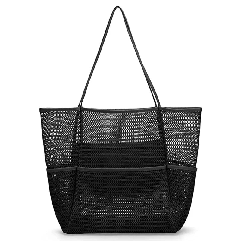Women Swimming Beach Mesh Bag Ladies Shoulder Bag Large-capacity Travel Portable Storage Bag Multifunction Handbag