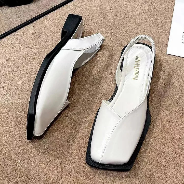 Women Sandals Elegant Square Toe Flat Shoes for Women Fashion Low Heels Sandals Brand Designer Women Party Shoes Sandalias Mujer