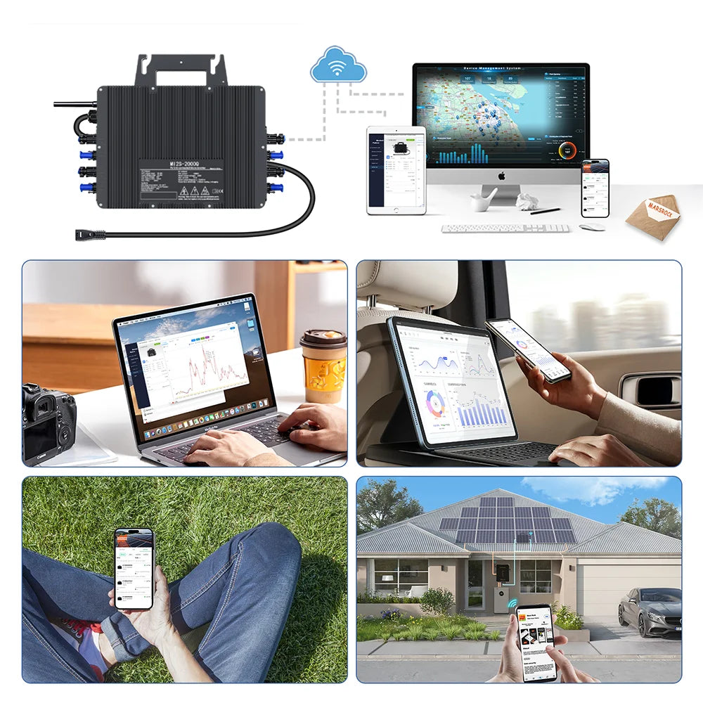 2000W Solar PV Mikrowechselrichter - WiFi Haushalt Netzgekoppelt Solarsystem für 4x 400-700W Solarmodule
