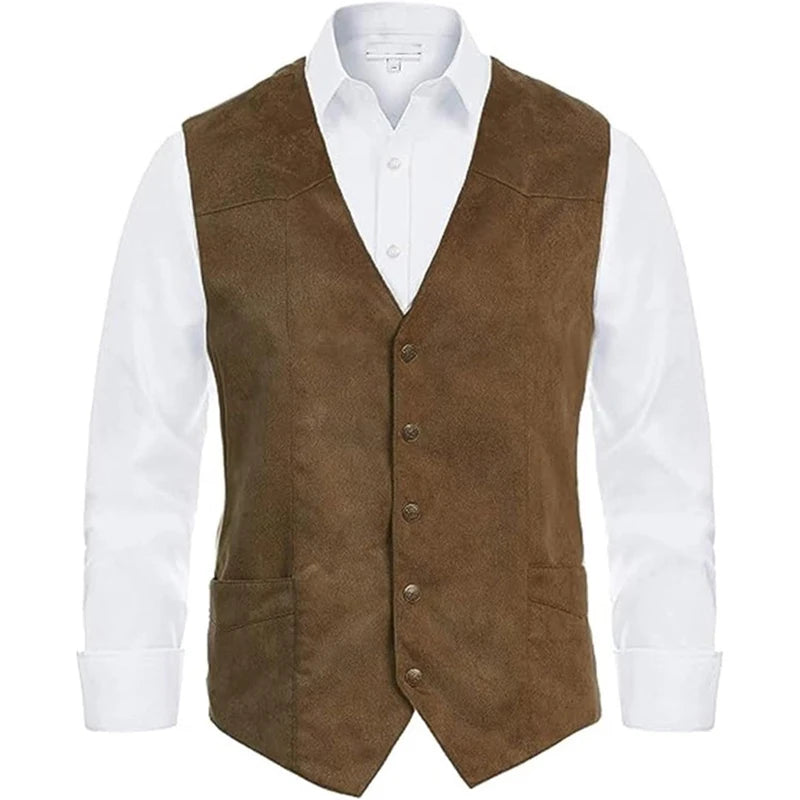 Herren Vintage Einreiher Weste - Baumwolle L Herbst