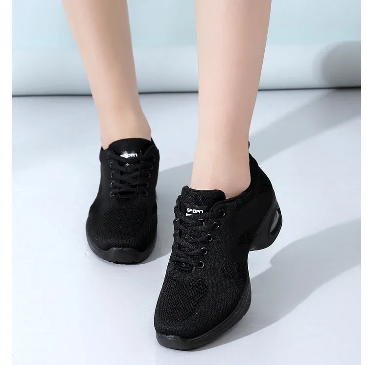Sneakers Dance Shoes For Women Flying Woven Mesh Comfortable Modern Jazz Dancing Shoes Girls Ladies Outdoor Sports Shoes