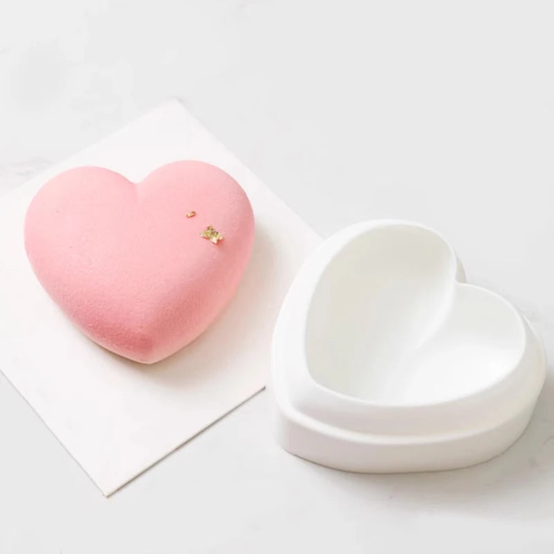 Romantic Heart or Rose Design Silicone Cake Molds Valentine's Day Mousse Cake Mold Kitchen Bakeware Dessert Decorating Tools