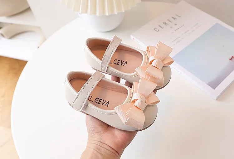 Mädchen Leder Schuhe 2025 - Süße Prinzessin Schleife Einzelschuhe - Frühling Herbst Casual Flats Weiche Sohle