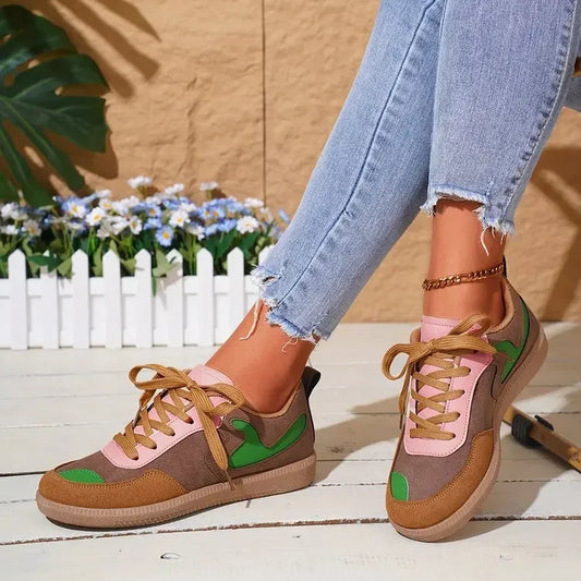 Sneakers Women Fashion Platform Casual Single Shoes Breathable Flat Bottom Lace Up Lightweight Sneakers Shoes Zapatos De Mujer