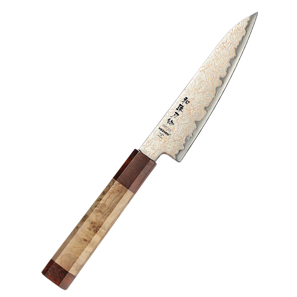 HEZHEN 1-5PC Knife Set 37 Layers Tricolour Copper Damascus Steel Chef Knife Classic Octagonal Handle Kitchen Knives Gift Box