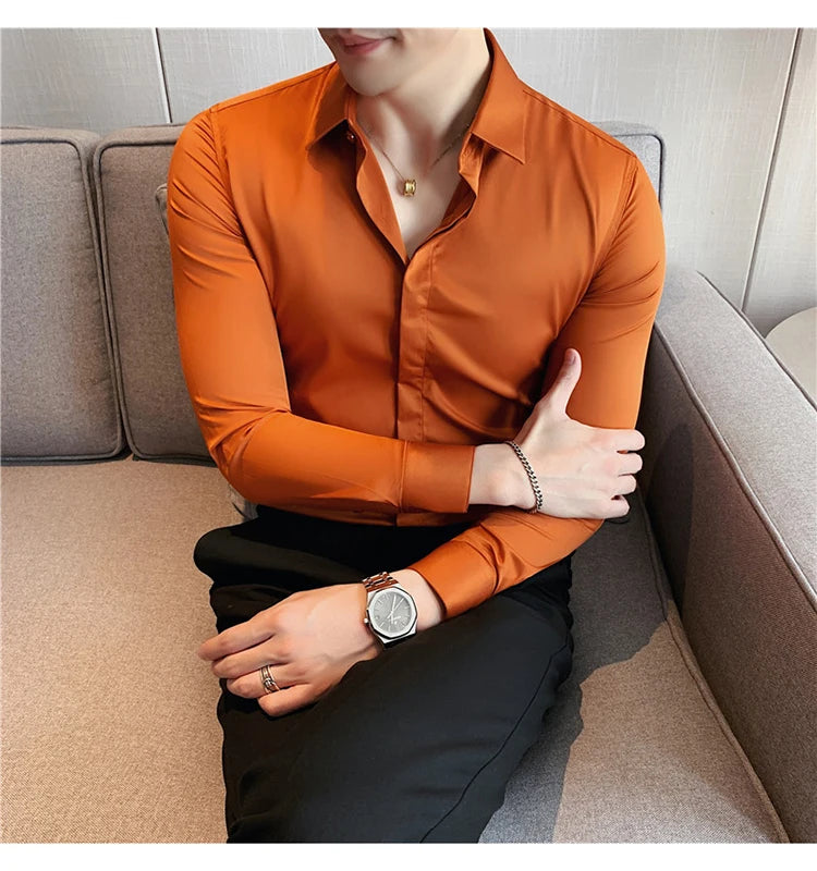 8Farben SlimFit Langarmhemd - Gr. M-L, Feiner Stoff