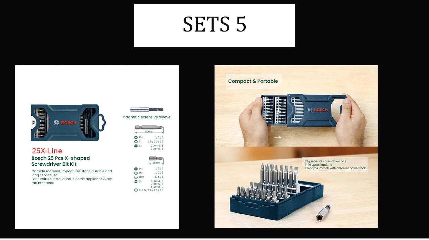 Bohrer-Set 2025: Bosch Mix Drill Bit Sets 7/15/25/33/43pcs High-speed Steel - Drilling Bit Impact Drill PH/PZ/S/L/HEX Magnetic Screwdriver Head Collection