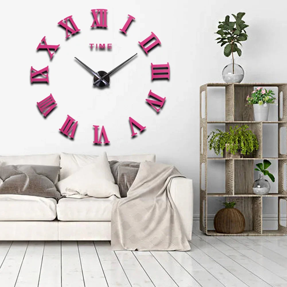 DIY Wall Clock for Home Living Room 80-120cm Modern Style Frameless 3D Wall Clock Acrylic Mirror Stickers Hotel Room Decoration