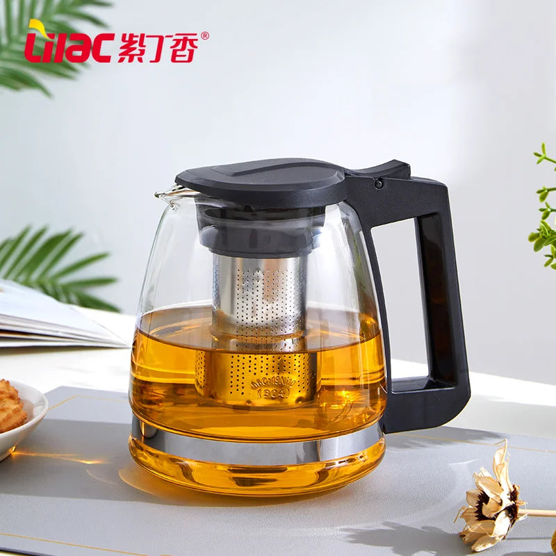 Lilac 2000ml Filterable Heat-resistant Thickened Glass Teapot 2025 New High Quality Glass Chinese Tea Pot Heatable Glass Tea Set