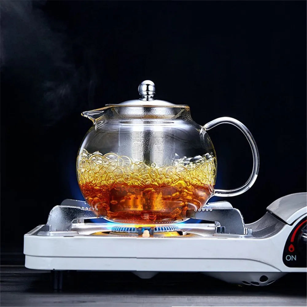 Glass Tea Pot Kettle 650ML/950ML/1300ML Teapot with Stainless Steel Strainer Infuser Filter Tea Cup Set kitchen accessories 주전자