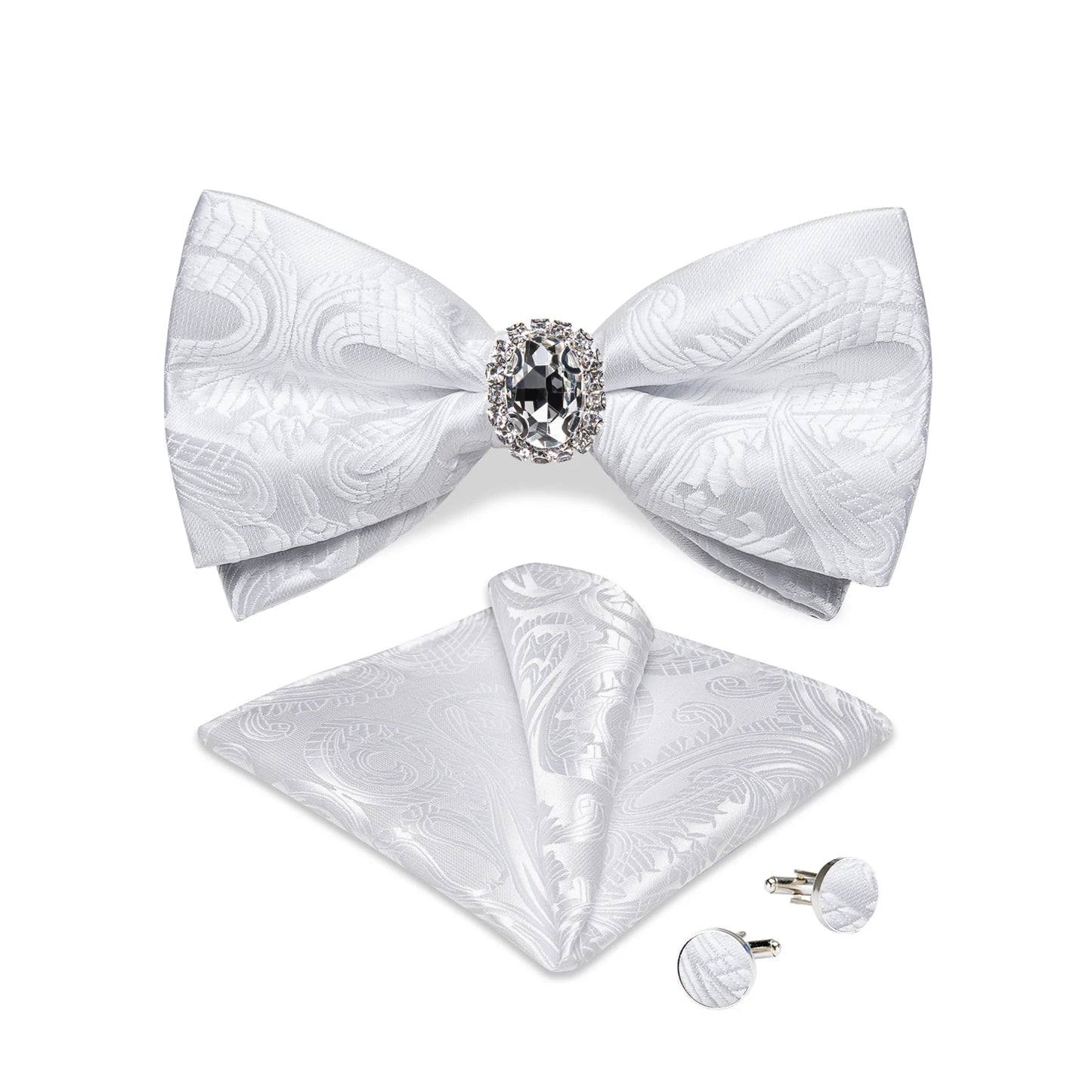 Set de butoni de buzunar cu nod fluture pentru bărbați, din mătase, de designer, pentru nuntă