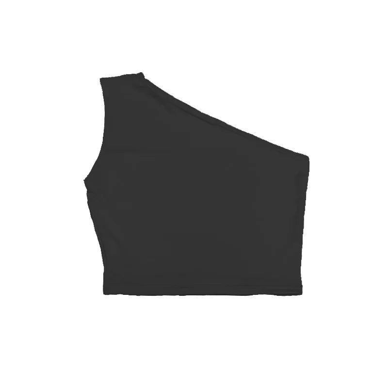 Women elegant Tank Top Off One Shoulder Slim Halter Backless Bare Midriff Camis Tube Top Female Sleeveless Cropped Vest