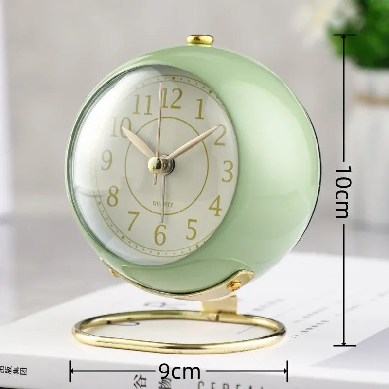 Light Alarm Clock with Night Light Silent for Bedroom Decoration Small Quartz Circular Morning Clocks Office Table Desk Children