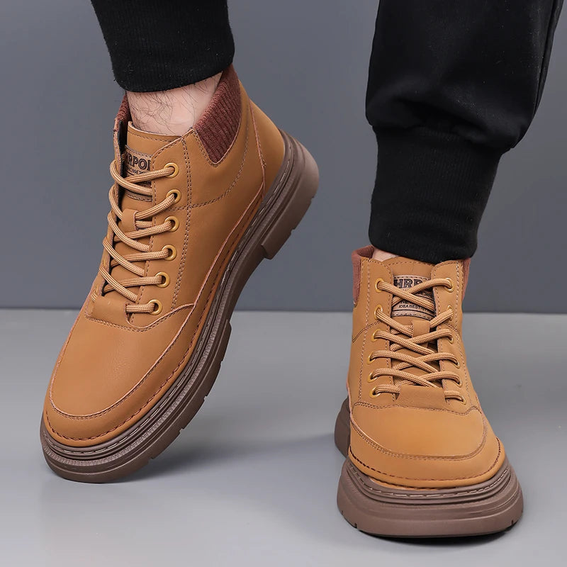 YEISNDOOCN Hochwertige Leder Stiefel - Größe EU 41-46 Schnürung