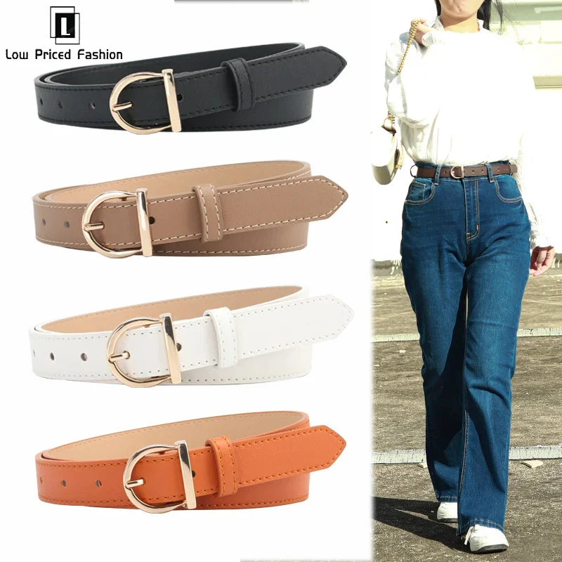 Women's Belt Fashion Pin Buckle Thin Belt Genuine Luxury Soft Belt Women With Cargo Pants Jeans Windproof Belt Pu Leather Belt