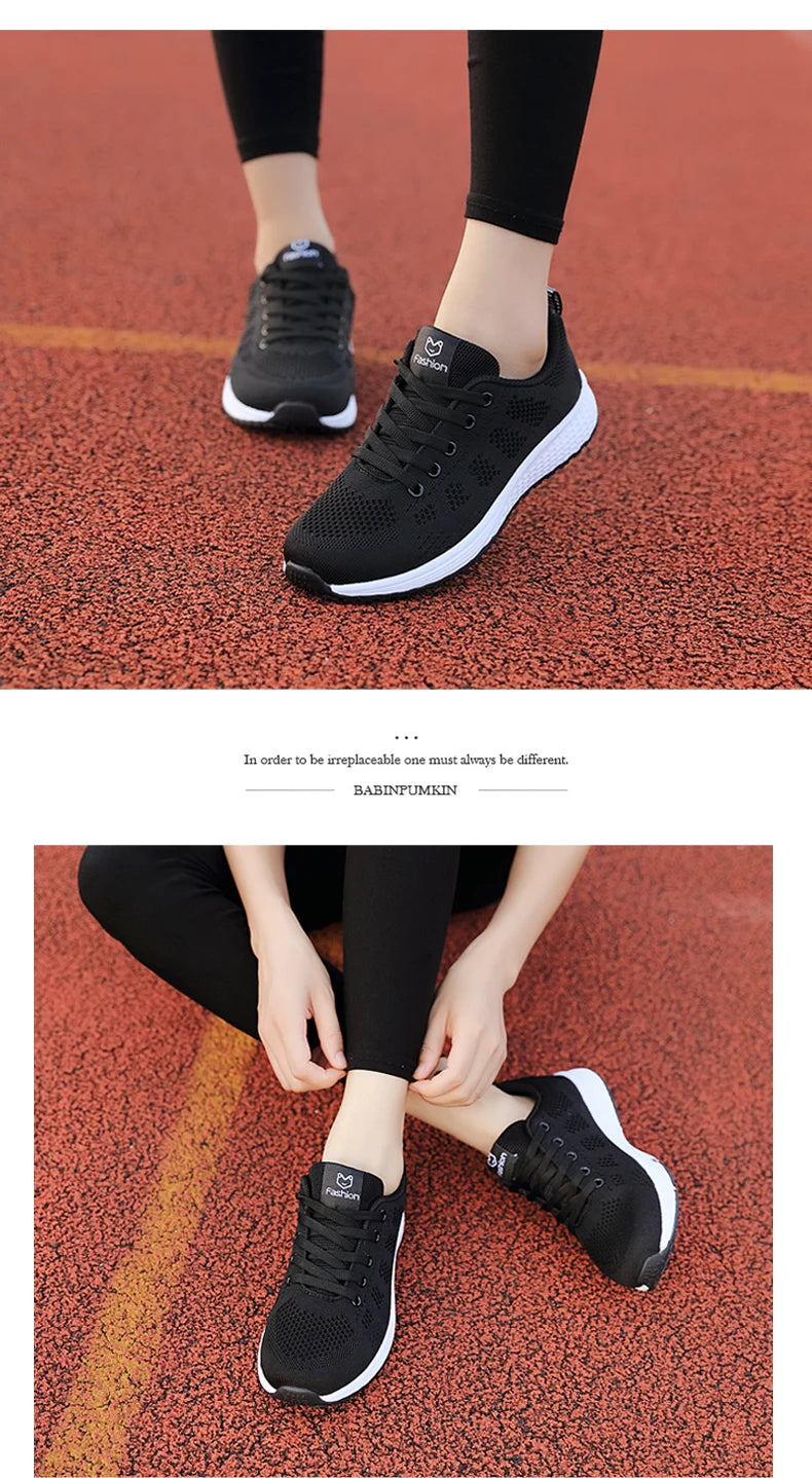 Women Casual Sneakers Fashion Breathable Mesh Flat Shoes Women's Outdoor Comfortable Non-slip Walking Shoes Tenis Feminino