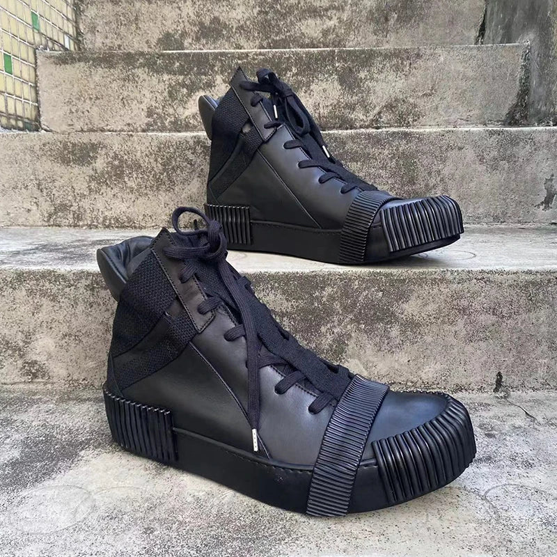 Ghete Black Street Original Design Goodyear Patchwork - Parte superioară din piele, talpă din cauciuc, mărimi 40–46