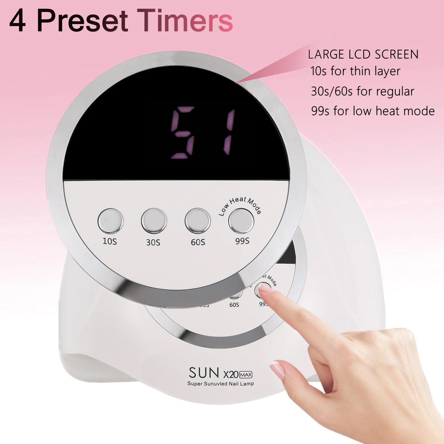 SUN X20 MAX UV LED Nail Lamp for Manicure Gel Polish Drying Machine with Large LCD Touch Professional Smart Nail Dryer Tool