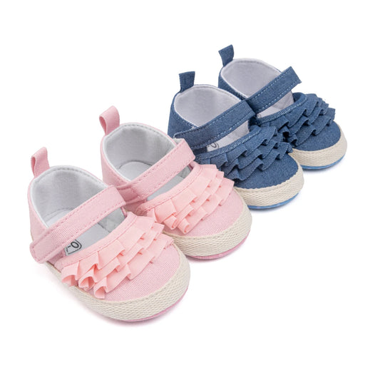KIDSUN Schöne Spitze Baby Mädchen Schuhe 2025 - Frühling Herbst Baumwolle Sohle Rutschfest - Kleinkind Erste Laufschuhe Krippe Prinzessin Hochzeit
