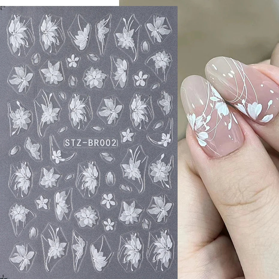 Tracy Simple 3D Blumen Nail Art Sticker - 1 Stück Plastik